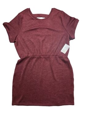 A Beautiful Soul Short Sleeve Knit Dress Burgundy- Size 14/16